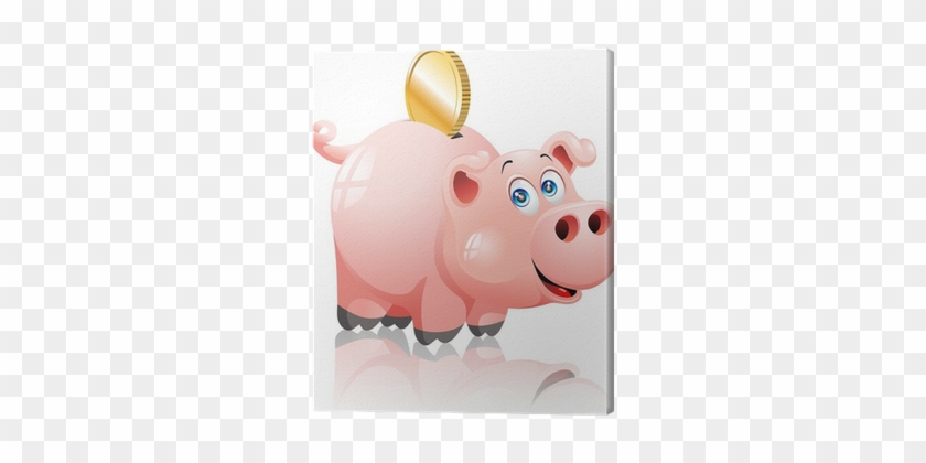 Salvadanaio Maiale Cartoon Pig Money Box Vector Canvas - Domestic Pig #928783