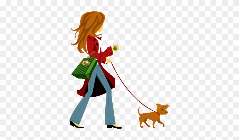 Cartoon Dogs Walking - Girl Walking A Dog #928964