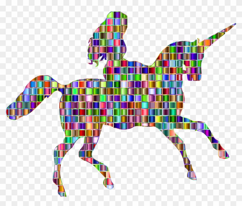 Mosaic Woman Riding Unicorn - Chromatic Unicorn #929407