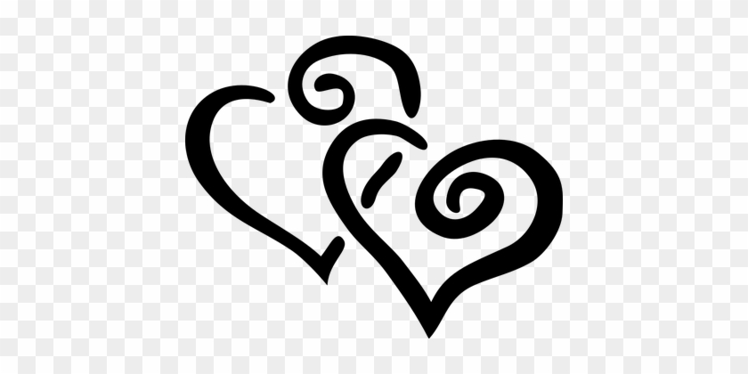Hearts Design Swirl Black Love Wedding Val - Hearts Clip Art #929406
