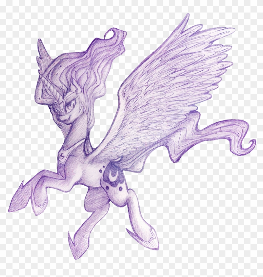 Ouyrof, Nightmare Moon, Safe, Sketch, Solo, Traditional - Cartoon #930482