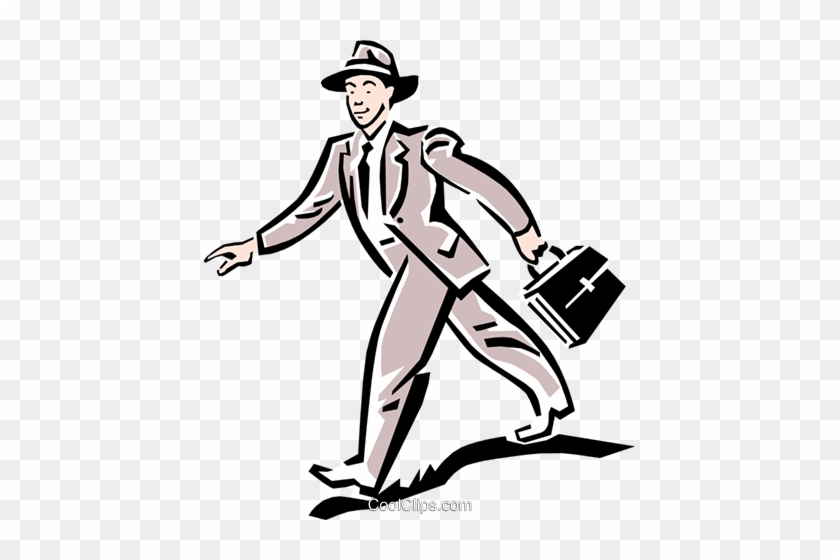 Man Walking To Work Royalty Free Vector Clip Art Illustration - Man Walking Clipart #930650