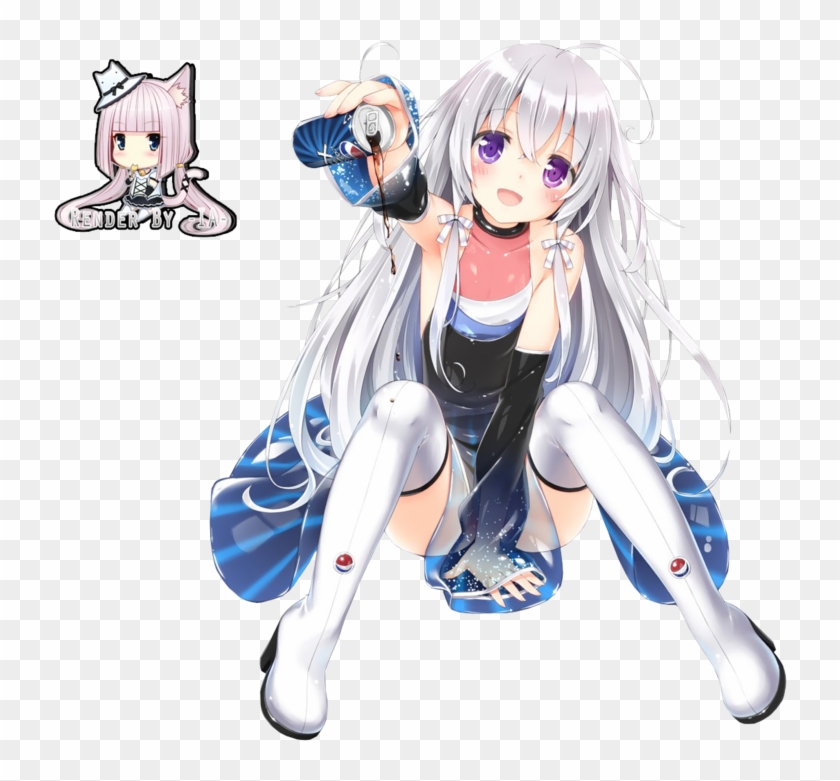 Cute - Anime Girl With White Hair And Purple Eyes - Free Transparent PNG  Clipart Images Download