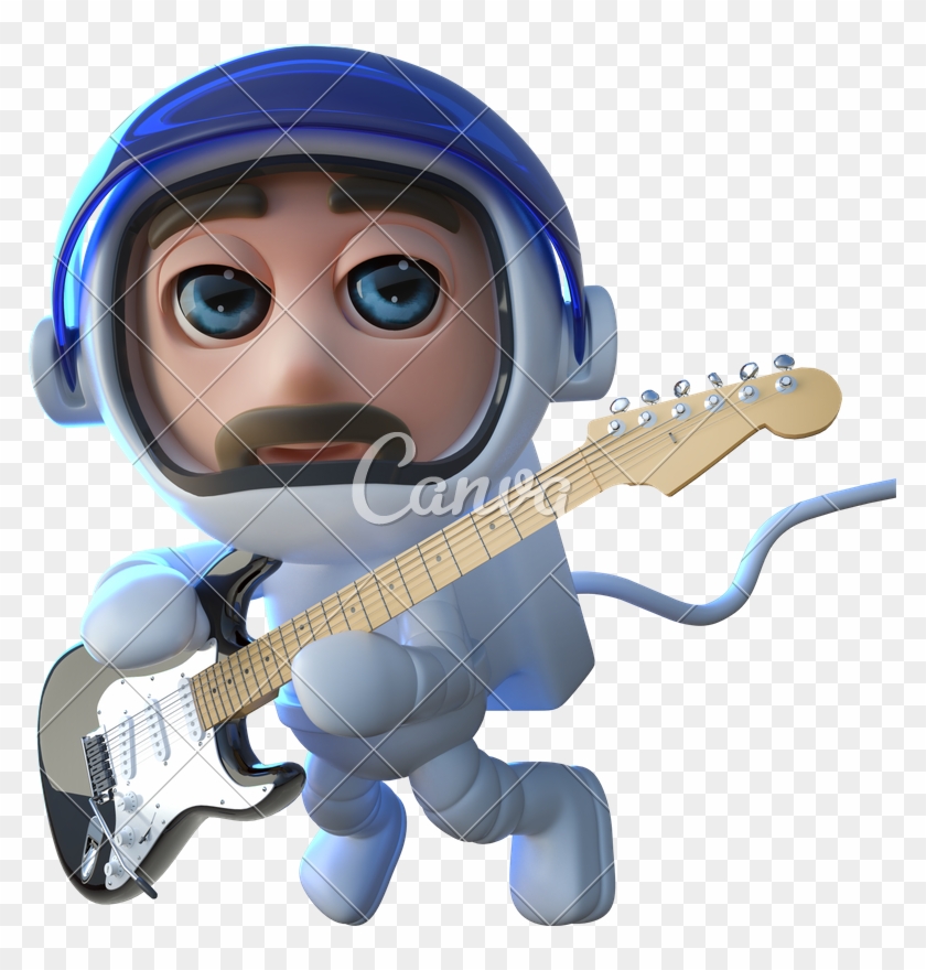 3d Funny Cartoon Spaceman Astronaut Playing An Electric - 3d Funny Cartoon Spaceman Astronaut Playing An Electric #930961