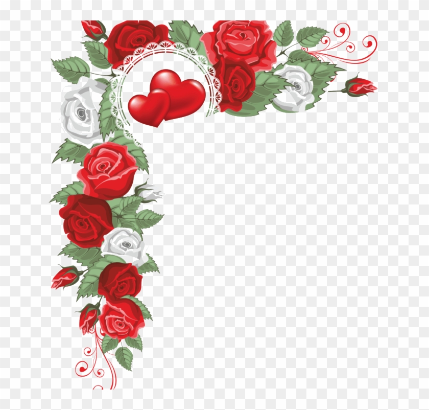 Heart Flower Clip Art - Moldura De Rosas Png #931364