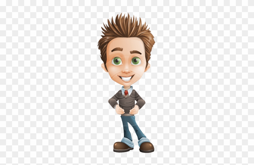 School Boy Vector Cartoon Character Set Of Poses - Marketing Guy #931445