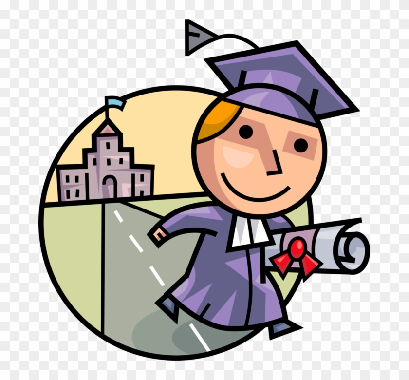 Vector Illustration Of High School, College, University - Successful Student Clipart #931579