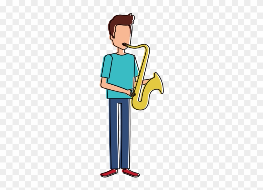 Man Playing Saxophone Character - Design #931688