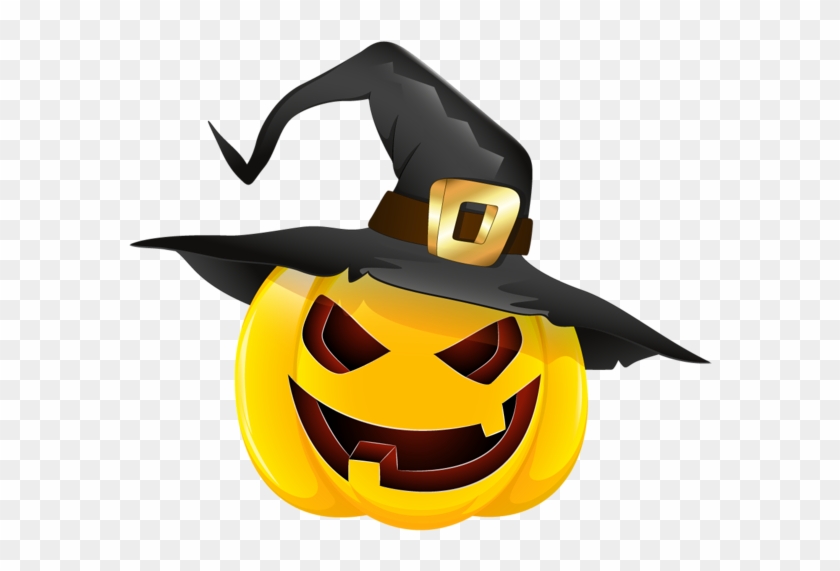 Halloween Evil Pumpkin With Witch Hat Clipart - Frog On Unicycle Gif #932660