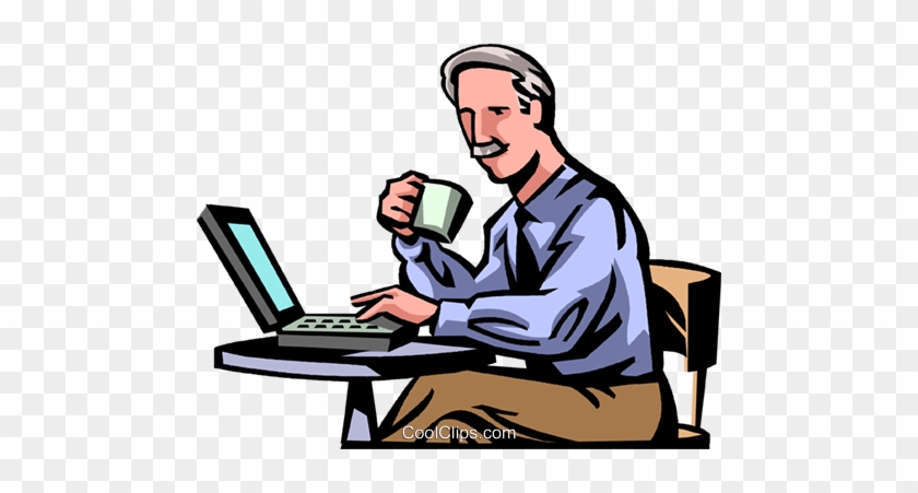 Businessman Working At His Laptop Royalty Free Vector - Empresario Trabalhando Png #932735
