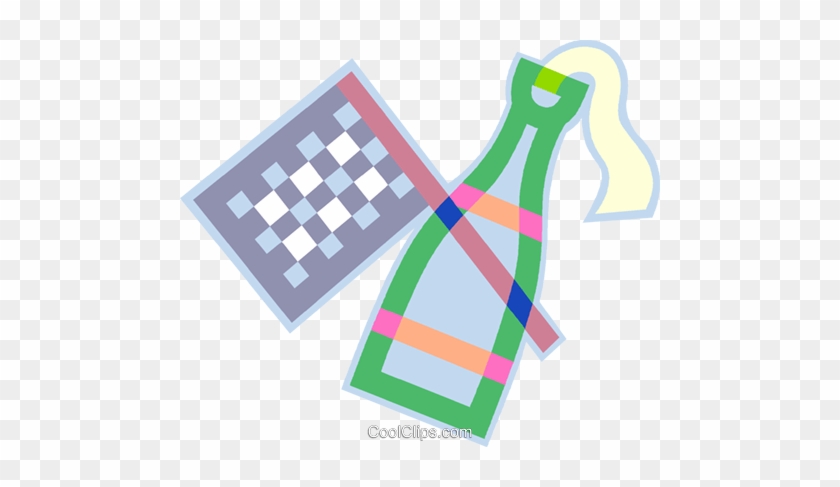Checkered Flag And Champagne Royalty Free Vector Clip - Chessboard #933222