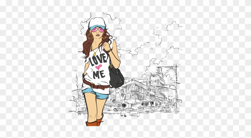 City Life Girl Fashion Illustration Free Vectro Png - Backbenchers - 3 Days Of Summer #933393