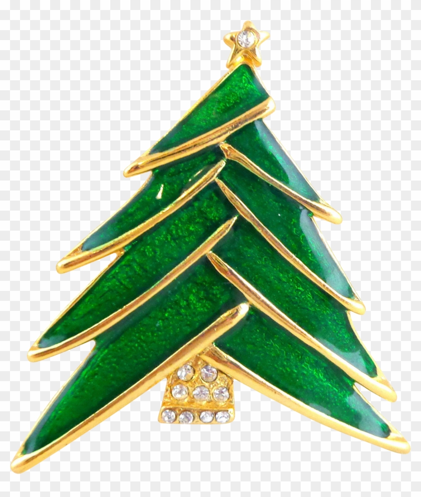 Dynamic Vintage Green Enamel Rhinestone Christmas Tree - Christmas Tree #933858