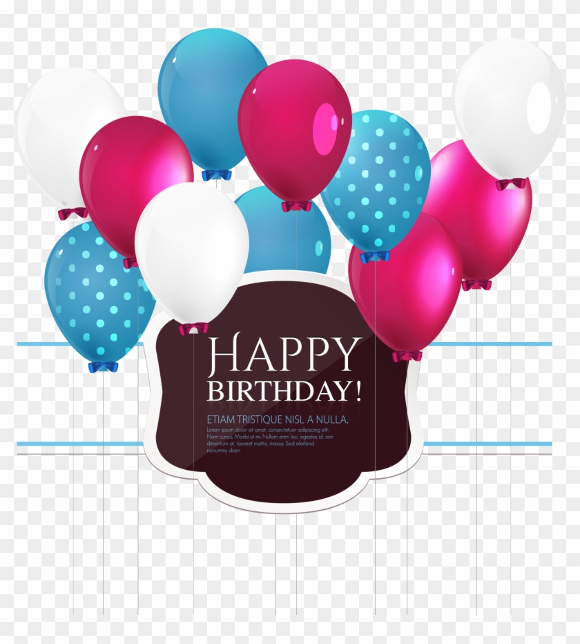 Birthday Balloon Greeting Card - Vector Birthday Card Png #933964