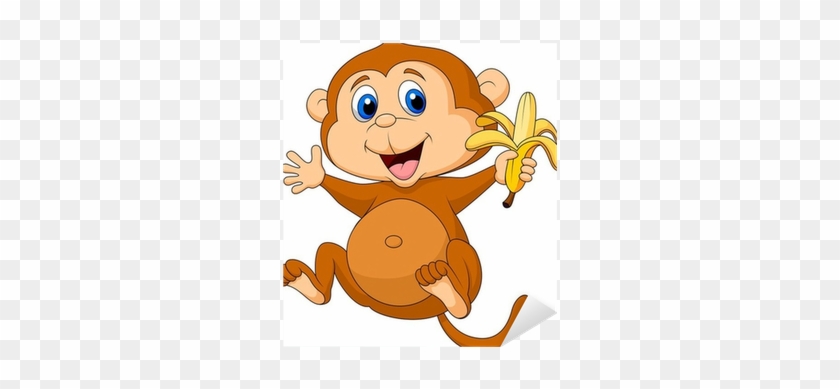 Monkey Eating Banana Cartoon #934212