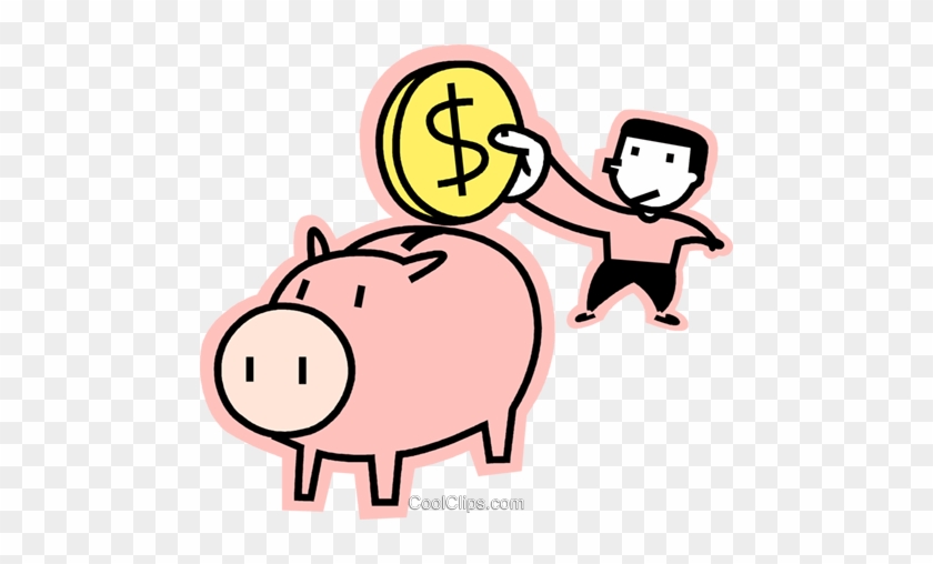 Man Putting Money In His Piggy Bank Royalty Free Vector - Saving Clipart #934233