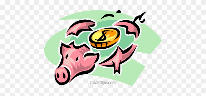 Broken Piggy Bank Royalty Free Vector Clip Art Illustration - Alcancia Rota Png #934256