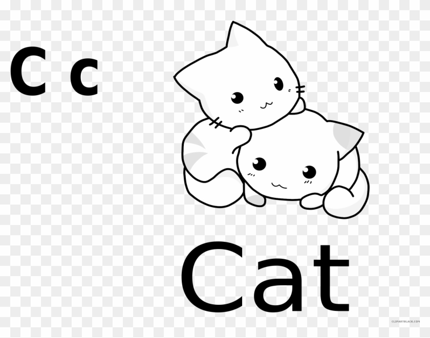White Cat Animal Free Black White Clipart Images Clipartblack - Cute Cartoon Cat Drawing #934509