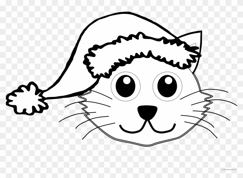Cat Outline Animal Free Black White Clipart Images - Cat With A Hat Clipart Black And White #934557