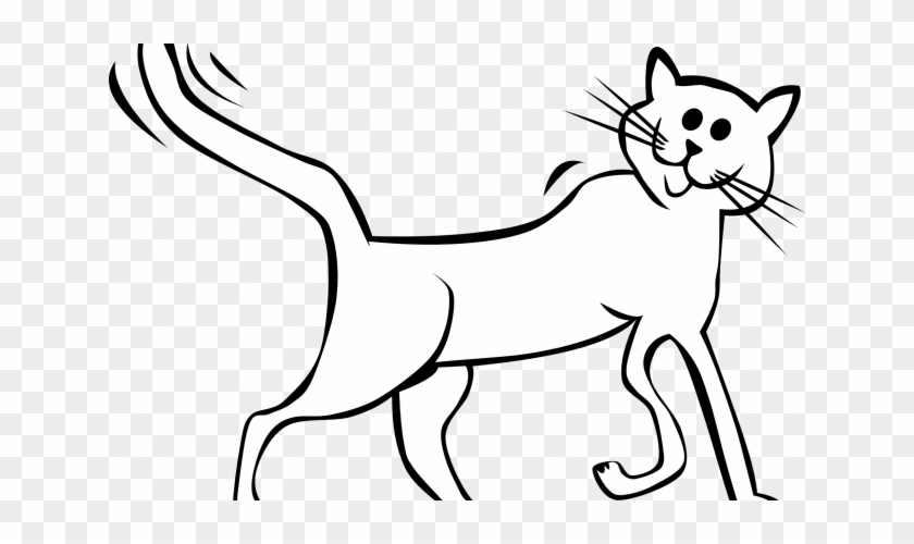 Cartoon Cat Black White Line Art Tatoo Tattoo Svg Clipart - Black And White Cartoon Picture Cat #934597