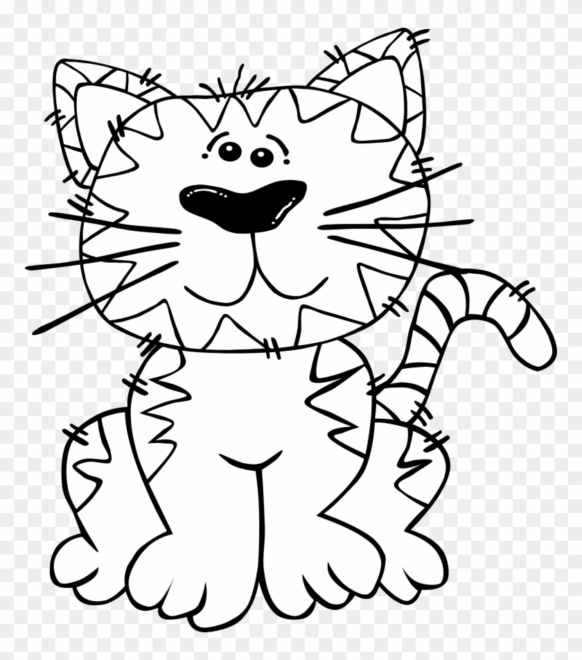 Dog Black And White Dog And Cat Clipart Black White - Cartoon Outline Cat #934604