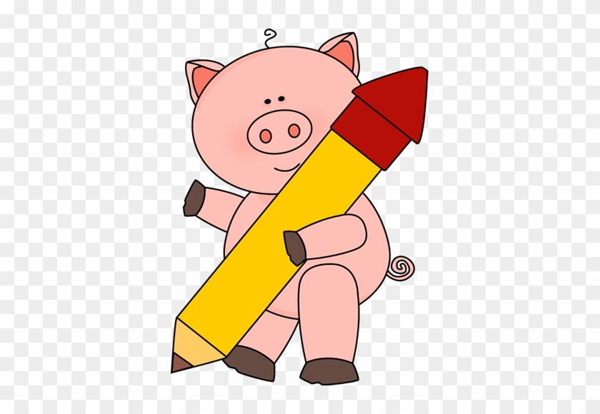 Pig With A Big Pencil - Pig Holding A Pencil #934740