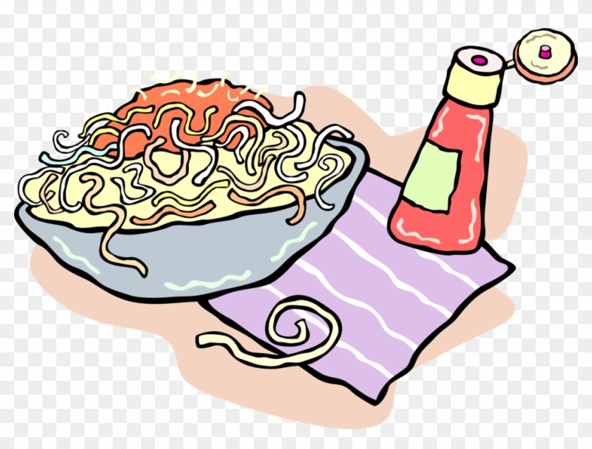 Vector Illustration Of Italian Cuisine Spaghetti Pasta - Salad #934841