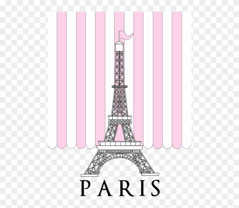 Favorite - Cafepress Pink Paris Eiffel Tower Stripes 84" Curtains #935245