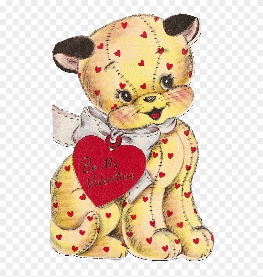 Vintage Valentine Animal Clipart - Kitsch Cutie Cute Retro Valentines Puppy Kitten Printed #935472