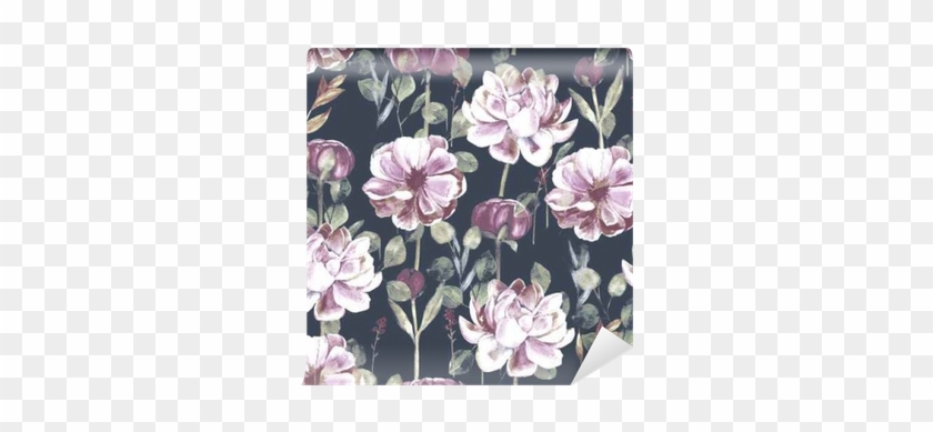 Seamless Hand Illustrated Floral Patter With Peony - Mural #935544