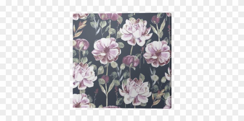 Seamless Hand Illustrated Floral Patter With Peony - Papier Peint Panoramique Vegetaux #935557