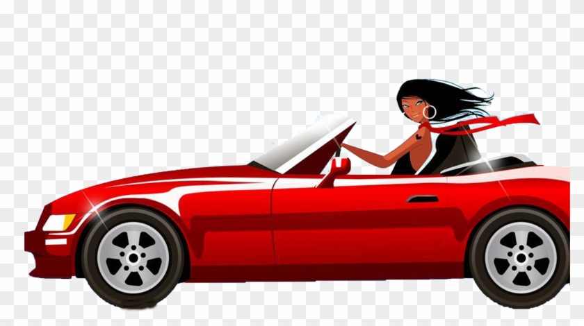 Woman Driving Royalty-free Clip Art - Girl And Car Cartoon Png #935761