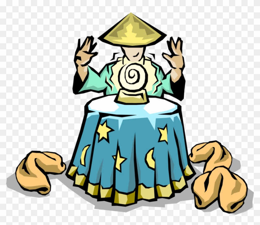 Vector Illustration Of Chinese Fortune Teller With - Fortune Cookie #935979