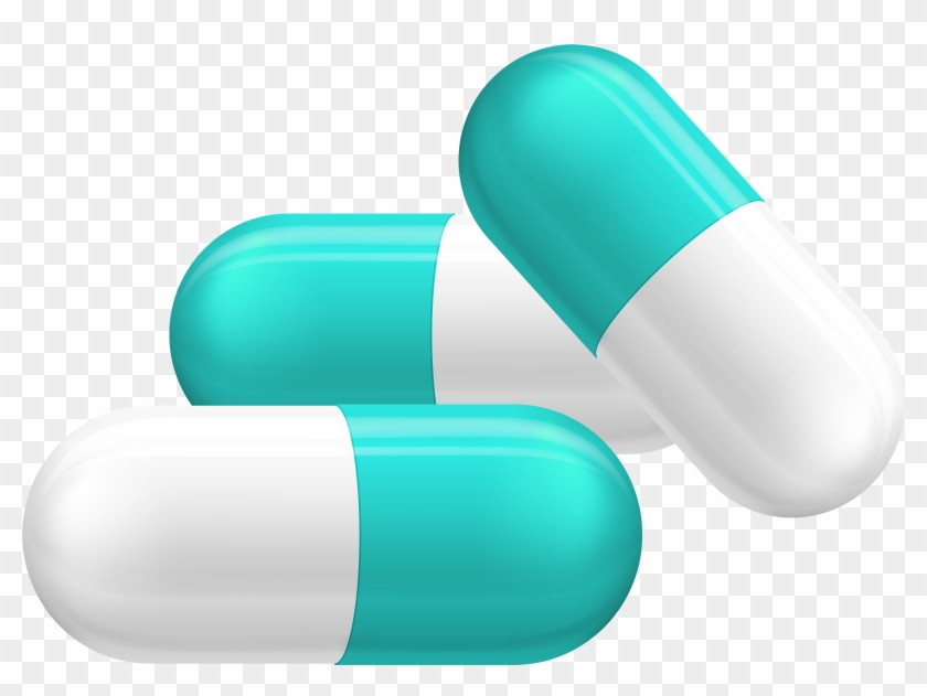 White And Blue Pill Capsules Clipart Web - Pharmacy #936352