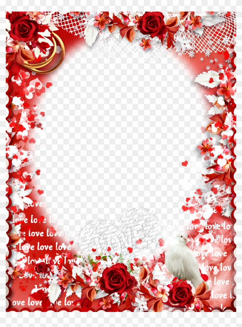 Frame With Flowers Red Wooden Type Frame - Portable Network Graphics #936354