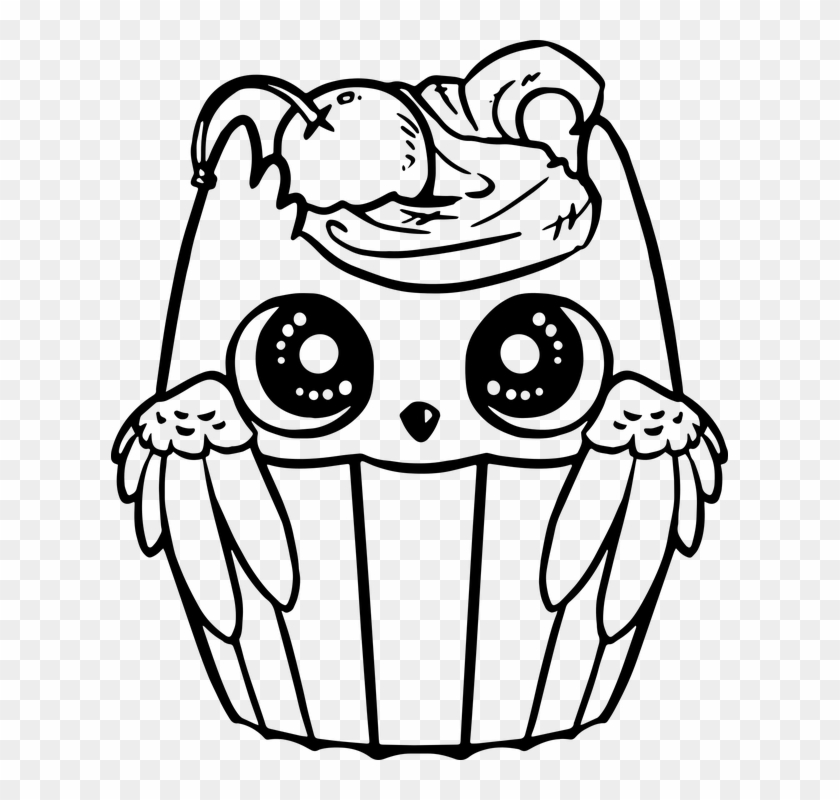 Drawing Cartoon Animals 17, - Cupcakes Drawing Black And White #936568