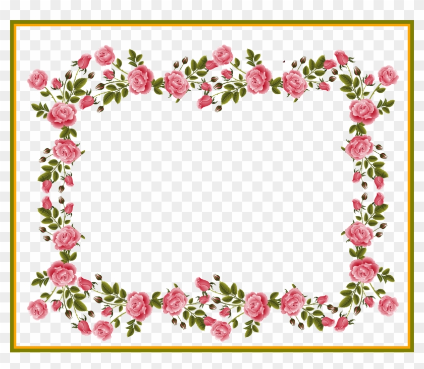 Appealing Pinkroses Scrapbooking Album Flower Frame - Floral Border Clip Art #936658