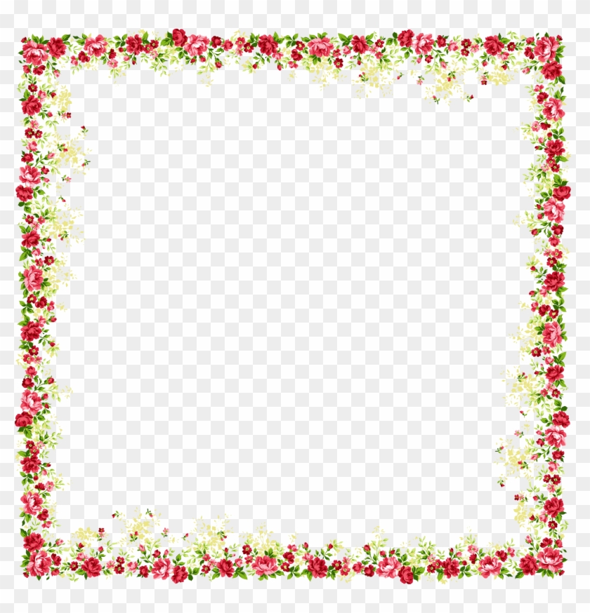 Borders And Frames Picture Frame Flower Clip Art - Flower And Butterfly Border Design #936732