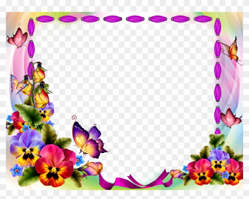 Download Red Flower Frame Transparent Background For - Flower And Butterfly Frame #936737