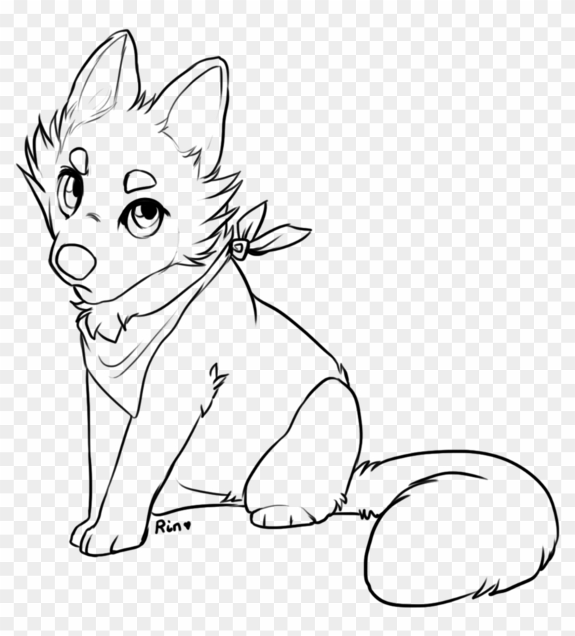Lines Free Use Fox Wolf Cub By Rinermai - Outline Of A Wolf - Free  Transparent PNG Clipart Images Download