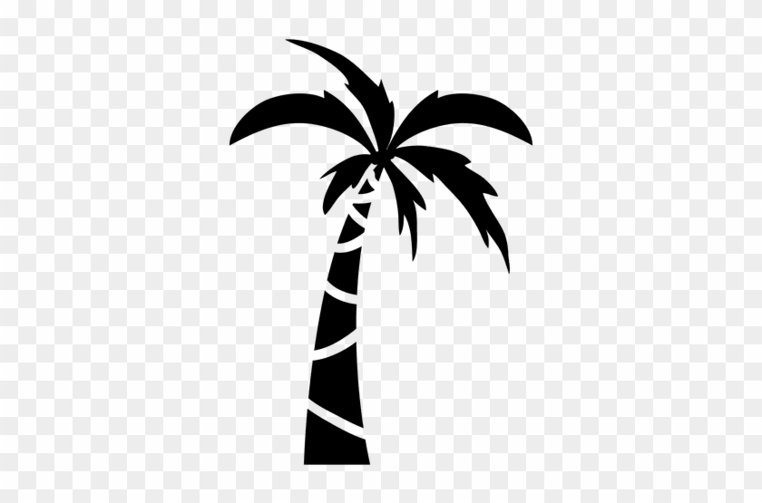 Palm Tree With Leaves Silhouette - Cartoon Simple Palm Tree #936861