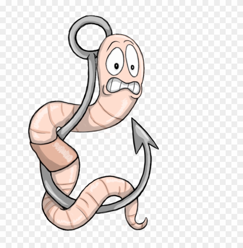 Fish Hook With Worm Clip Art - Worm On A Hook Clipart #936963