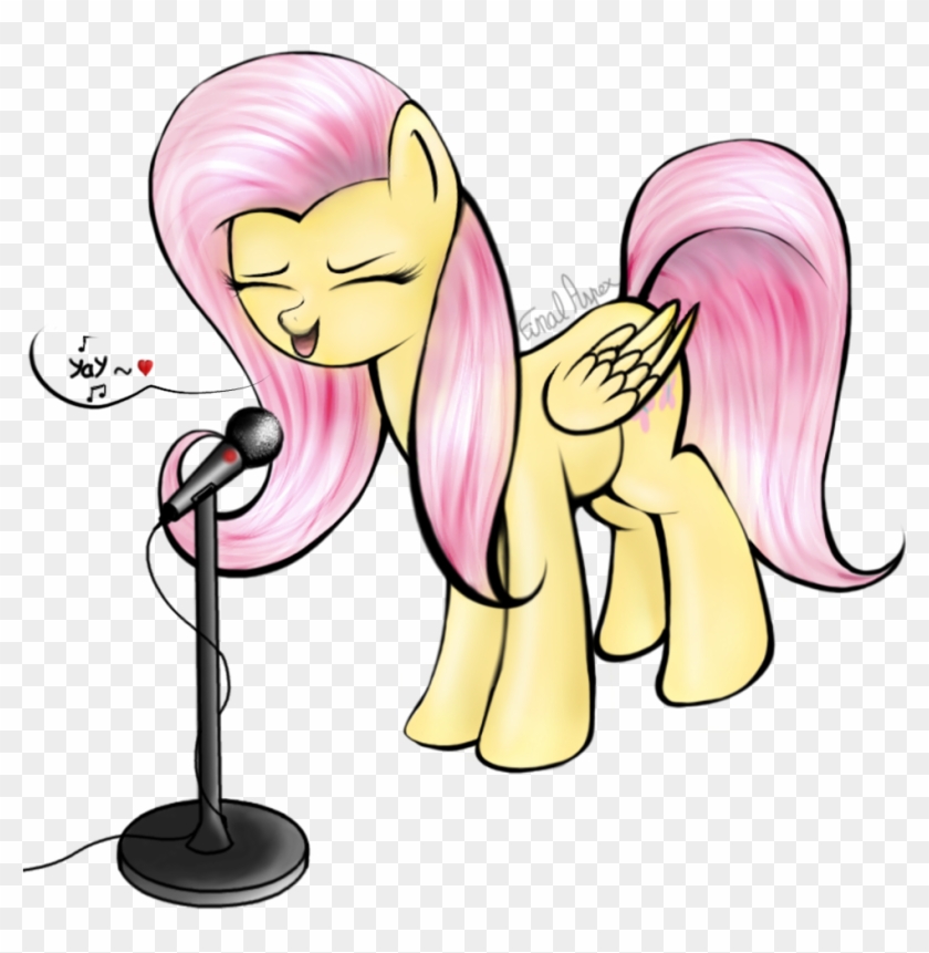 Finalaspex, Fluttershy, Microphone, Safe, Singing, - Cartoon #937179