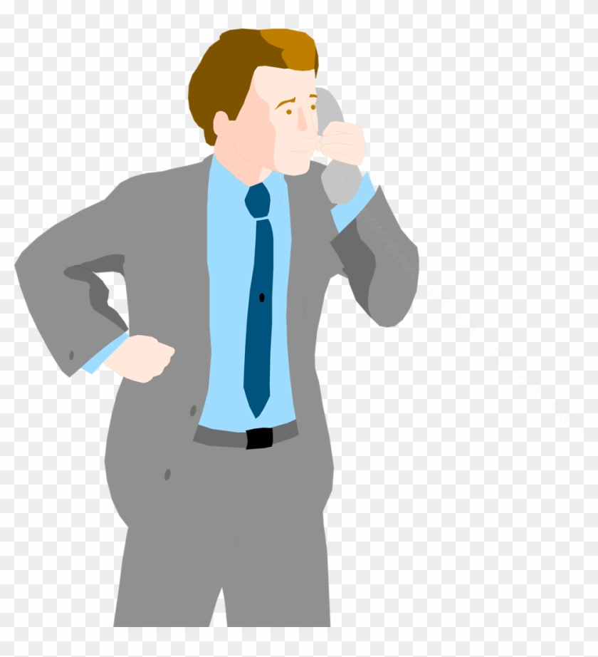 Illustration Of A Business Man On A Phone - Illustration Of A Business Man On A Phone #937226