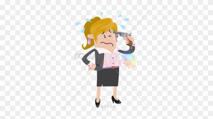 Stock Illustration Of Desperate Businesswoman Holding - Workplace Bullying #937270