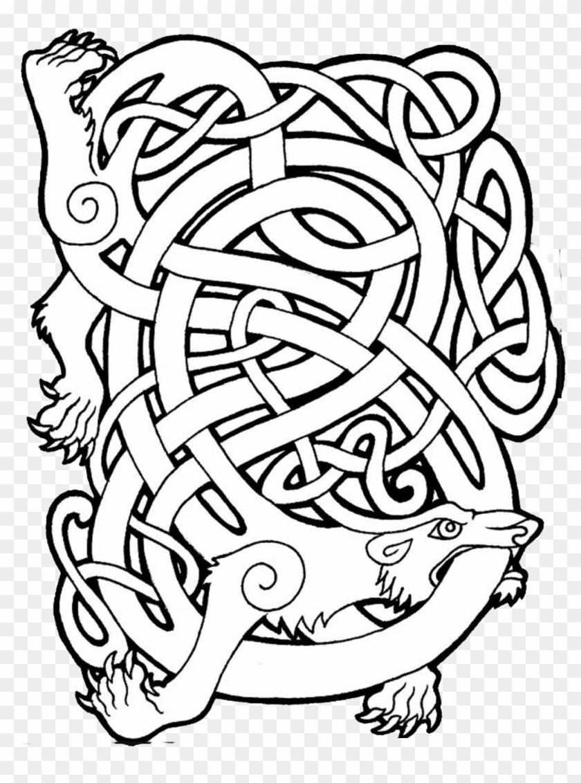 A Tattoo Commission Of Two Stylized Celtic Fox Head, - Jelling Style Wolf #937539