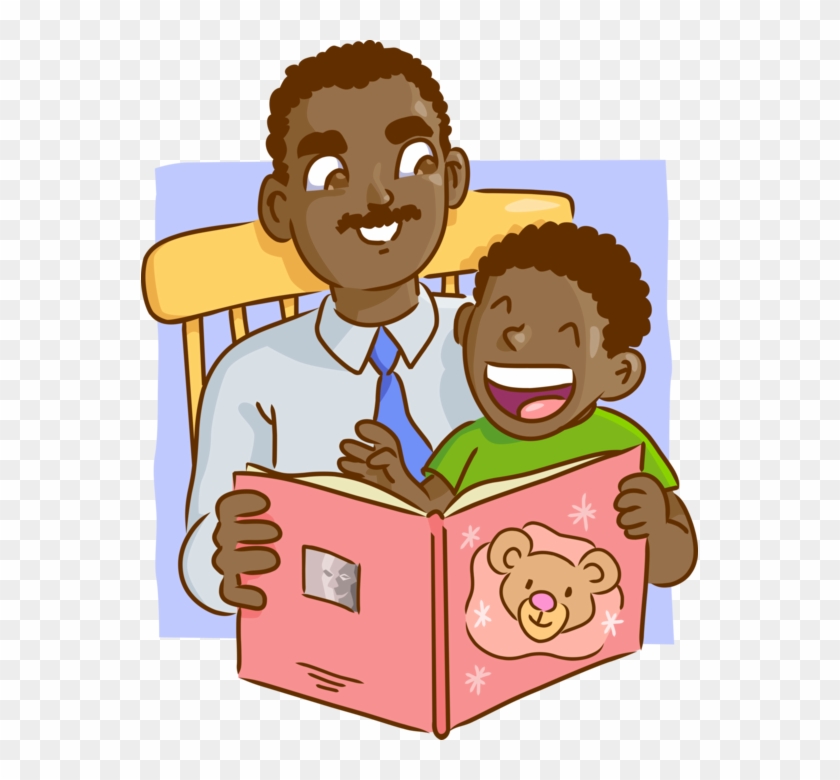 Отец И Сын Читает Книгу Роялти Бесплатно Векторные - Father And Son Reading Clipart #937790