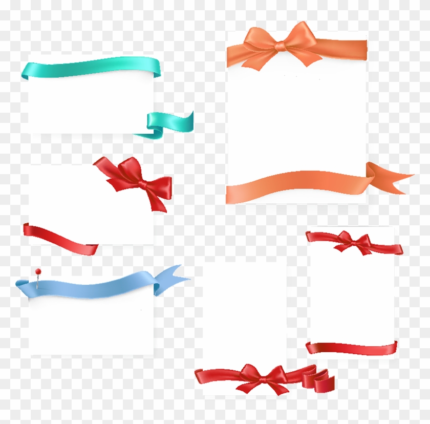 Set Of Paper Form With Satin Ribbons And Bows, Ribbon, - Vector Graphics #937799