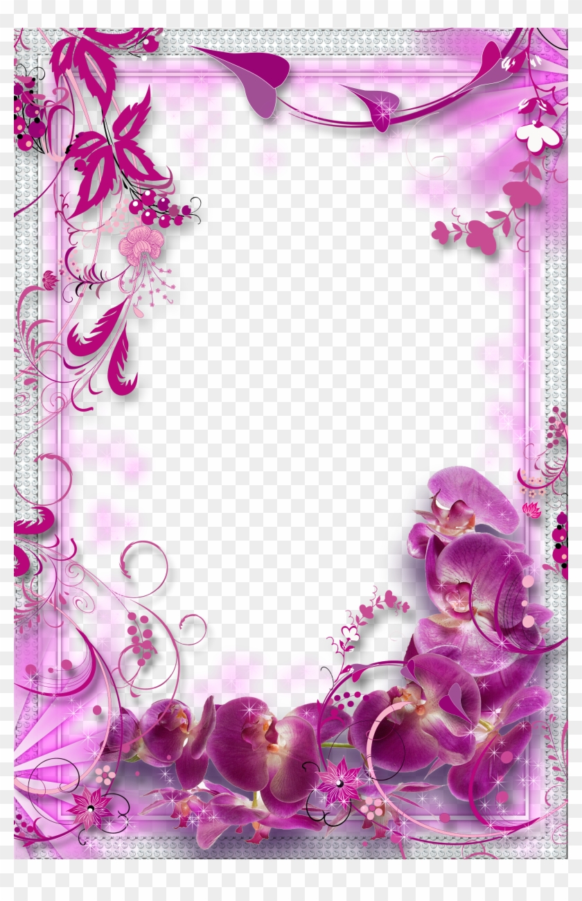 Purple Flowers Border Background - Pink And Purple Flower Border #938387