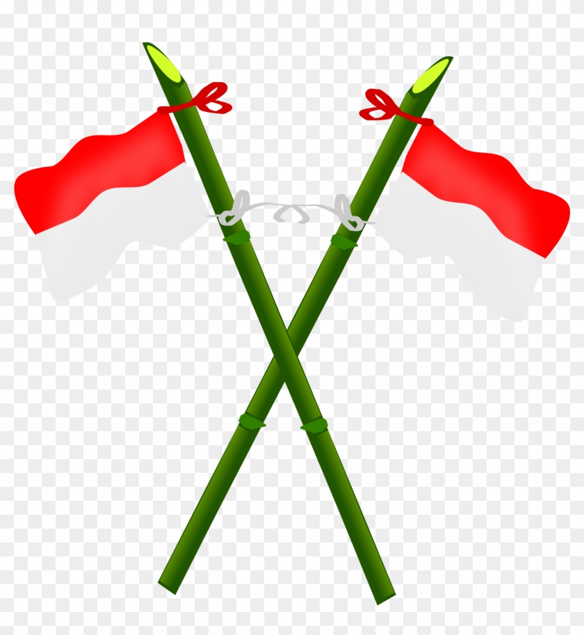 Bamboo And Indonesian Flag-2 - Indonesian Flag Clip Art #938469